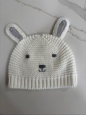 Carter's Cream Knit Baby Hat with Bunny Ears